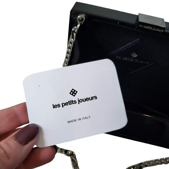 Les Petits Joueurs Lego Peace Sign Black Acrylic Clutch Bag Purse - Picture 14 of 16